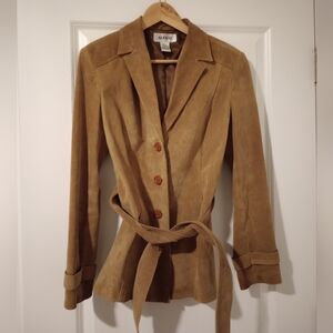 Alfani Women's Tan Leather Coat Jacket Size S